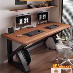 双人台式电脑桌家用实木书桌学生写字桌简易办公桌工作台电竞桌子